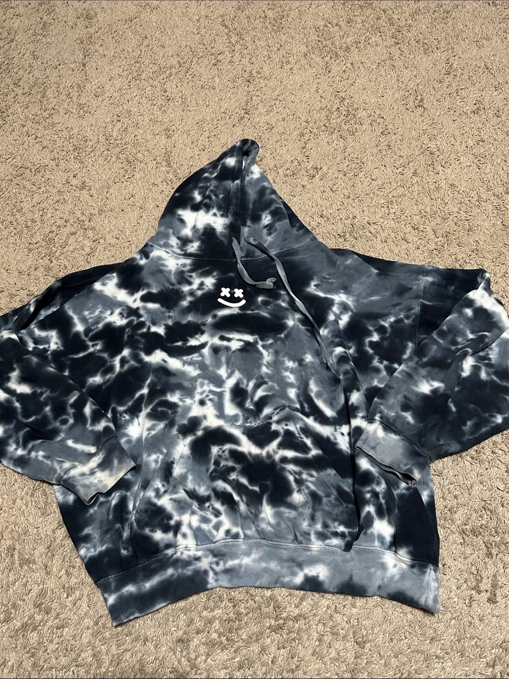 Barstool Sports Sleep When Your Dead Black & White Tie-Dye Pullover Hoodie